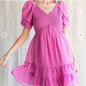 Textured Chiffon Draped Sleeves Dress